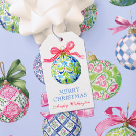 Preppy Christmas Baubles Ornamenten Cadeaulabel