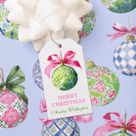 Preppy Christmas Baubles Ornamenten Cadeaulabel