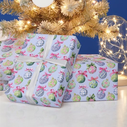 Preppy Christmas Baubles Ornamenten Cadeaupapier (Feestdagen)