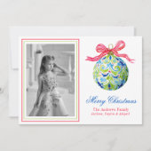 Preppy Christmas Baubles Ornamenten Fotovakantie Feestdagenkaart (Voorkant)