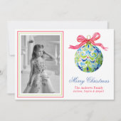 Preppy Christmas Baubles Ornamenten Fotovakantie Feestdagenkaart (Voorkant)