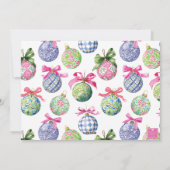 Preppy Christmas Baubles Ornamenten Fotovakantie Feestdagenkaart (Achterkant)