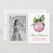 Preppy Christmas Baubles Ornamenten Fotovakantie Feestdagenkaart (Voorkant)