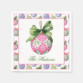 Preppy Christmas Baubles Ornamenten gepersonalisee Servet (Voorkant)