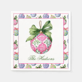 Preppy Christmas Baubles Ornamenten gepersonalisee Servet