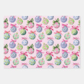 Preppy Christmas Baubles Ornamenten Inpakpapier Vel (Voorkant 3)
