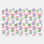 Preppy Christmas Baubles Ornamenten Inpakpapier Vel (Voorkant 2)