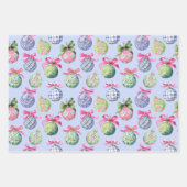 Preppy Christmas Baubles Ornamenten Inpakpapier Vel (Voorkant)