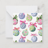 Preppy Christmas Baubles Ornamenten Notitiekaartje (Achterkant)