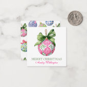 Preppy Christmas Baubles Ornamenten Notitiekaartje (Voorkant / Achterkant in situ)