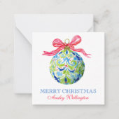 Preppy Christmas Baubles Ornamenten Notitiekaartje (Voorkant)