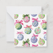 Preppy Christmas Baubles Ornamenten Notitiekaartje (Achterkant)