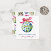 Preppy Christmas Baubles Ornamenten Notitiekaartje (Voorkant / Achterkant in situ)