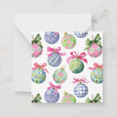 Preppy Christmas Baubles Ornamenten Notitiekaartje (Achterkant)