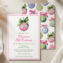 Preppy Christmas Baubles Ornamenten Party Kaart