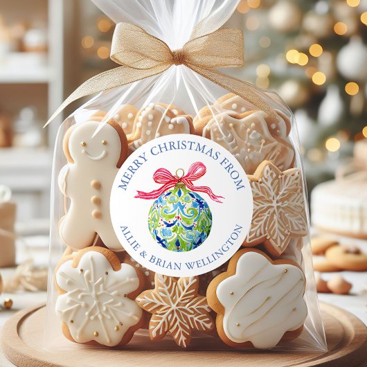 Preppy Christmas Baubles Ornamenten Ronde Sticker