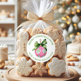 Preppy Christmas Baubles Ornamenten Ronde Sticker