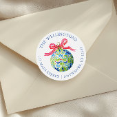 Preppy Christmas Baubles Ornamenten Ronde Sticker