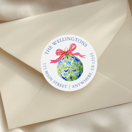 Preppy Christmas Baubles Ornamenten Ronde Sticker