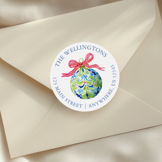 Preppy Christmas Baubles Ornamenten Ronde Sticker