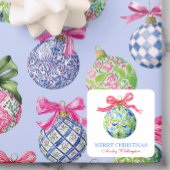 Preppy Christmas Baubles Ornamenten Vierkante Sticker
