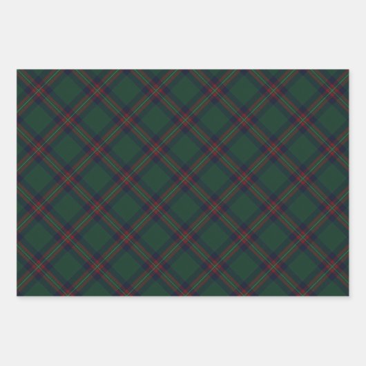 Preppy Christmas Dark Green Plaid  Inpakpapier Vel (Voorkant 3)