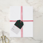 Preppy Christmas Dark Green Plaid Wrapping Paper Cadeaulabel (Met Touw)