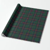Preppy Christmas Dark Green Plaid Wrapping Paper Cadeaupapier (Uitgerold)