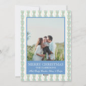 Preppy Christmas Garland Nutcracker Candy 2 Photos Feestdagenkaart (Achterkant)