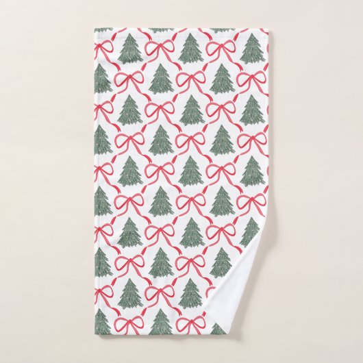 Preppy Christmas Gingham Bow  Bad Handdoek (Handdoek)