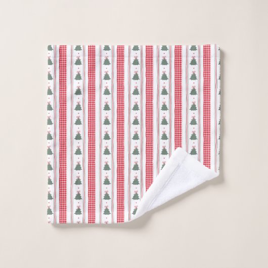 Preppy Christmas Gingham Bow Bad Handdoek (Wasdoekje)