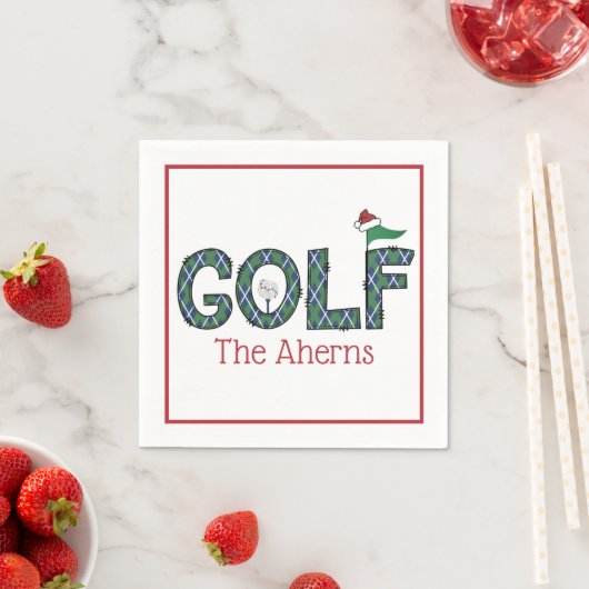 Preppy Christmas Golf Blauw Groen Argyle Custom Servet (Insitu)