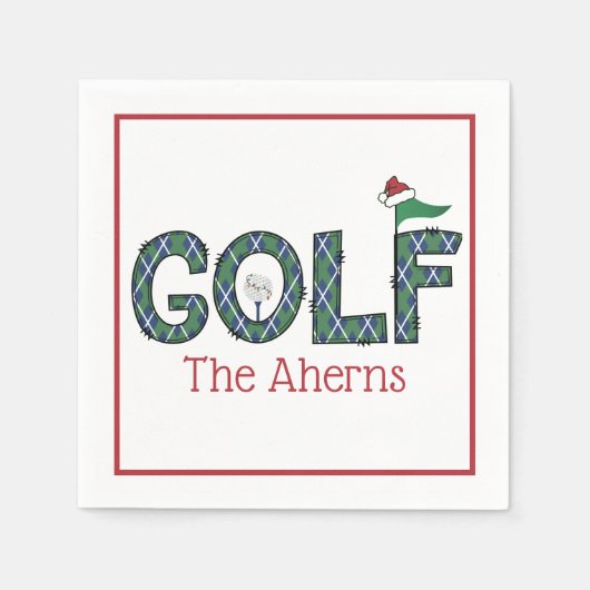 Preppy Christmas Golf Blauw Groen Argyle Custom Servet (Voorkant)