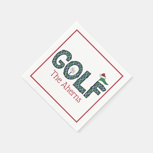 Preppy Christmas Golf Blauw Groen Argyle Custom Servet (Hoek)