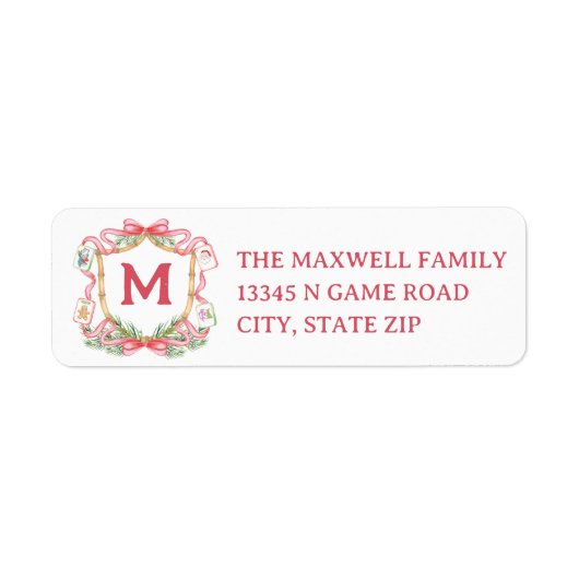 Preppy Christmas Mahjong Monogram Etiket (Voorkant)