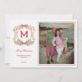 Preppy Christmas Mahjong | Monogram  Photo Card Kaart (Voorkant)