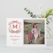 Preppy Christmas Mahjong | Monogram  Photo Card Kaart (Staand voorkant)