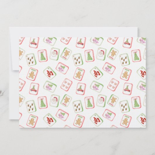 Preppy Christmas Mahjong | Monogram  Photo Card Kaart (Achterkant)
