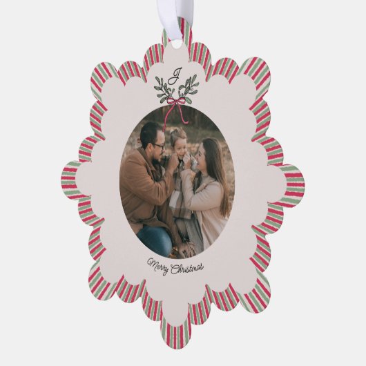 Preppy Christmas Ornament with Photo and Monogram (Links)