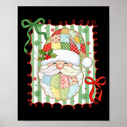 Preppy Christmas Santa Claus Patchwork Xmas Women Poster (Voorkant)