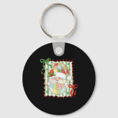 Preppy Christmas Santa Claus Patchwork Xmas Women  Sleutelhanger (Voorkant)
