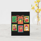 Preppy Christmas Stamps Coquette Bow Reindeer Xmas Kaart (Gele Bloem)