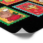 Preppy Christmas Stamps Coquette Bow Reindeer Xmas Poster (Hoek)