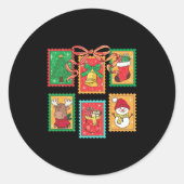Preppy Christmas Stamps Coquette Bow Reindeer Xmas Ronde Sticker (Voorkant)