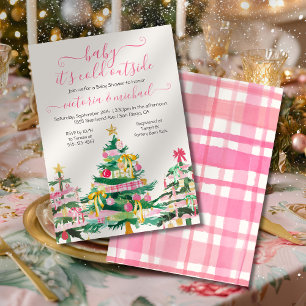 Preppy Christmas Tree Baby shower Kaart