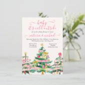 Preppy Christmas Tree Baby shower Kaart (Staand voorkant)