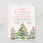 Preppy Christmas Tree Baby shower Kaart (Voorkant)