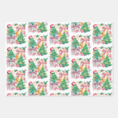 Preppy Christmas Tree Bow Pink Blue Coquette Inpakpapier Vel (Voorkant)