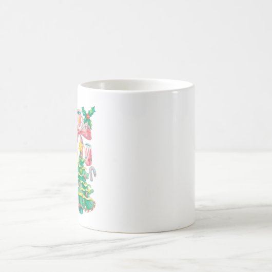 Preppy Christmas Tree Bow Pink Blue Coquette Koffiemok (Center)