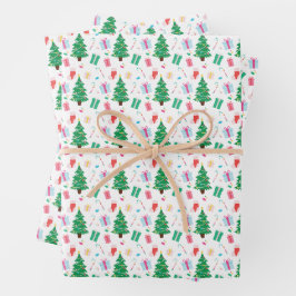 Preppy Christmas Tree Gift Snoep Inpakpapier Vel